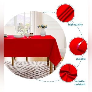 Tablecloth Rectangle Waterproof Tablecloth Washable 54 x 54 Inch, Red